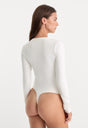THE SCULPTING MODERN LONG SLEEVE BODYSUIT | WHITE-5 | GOOD AMERICAN | MODEL