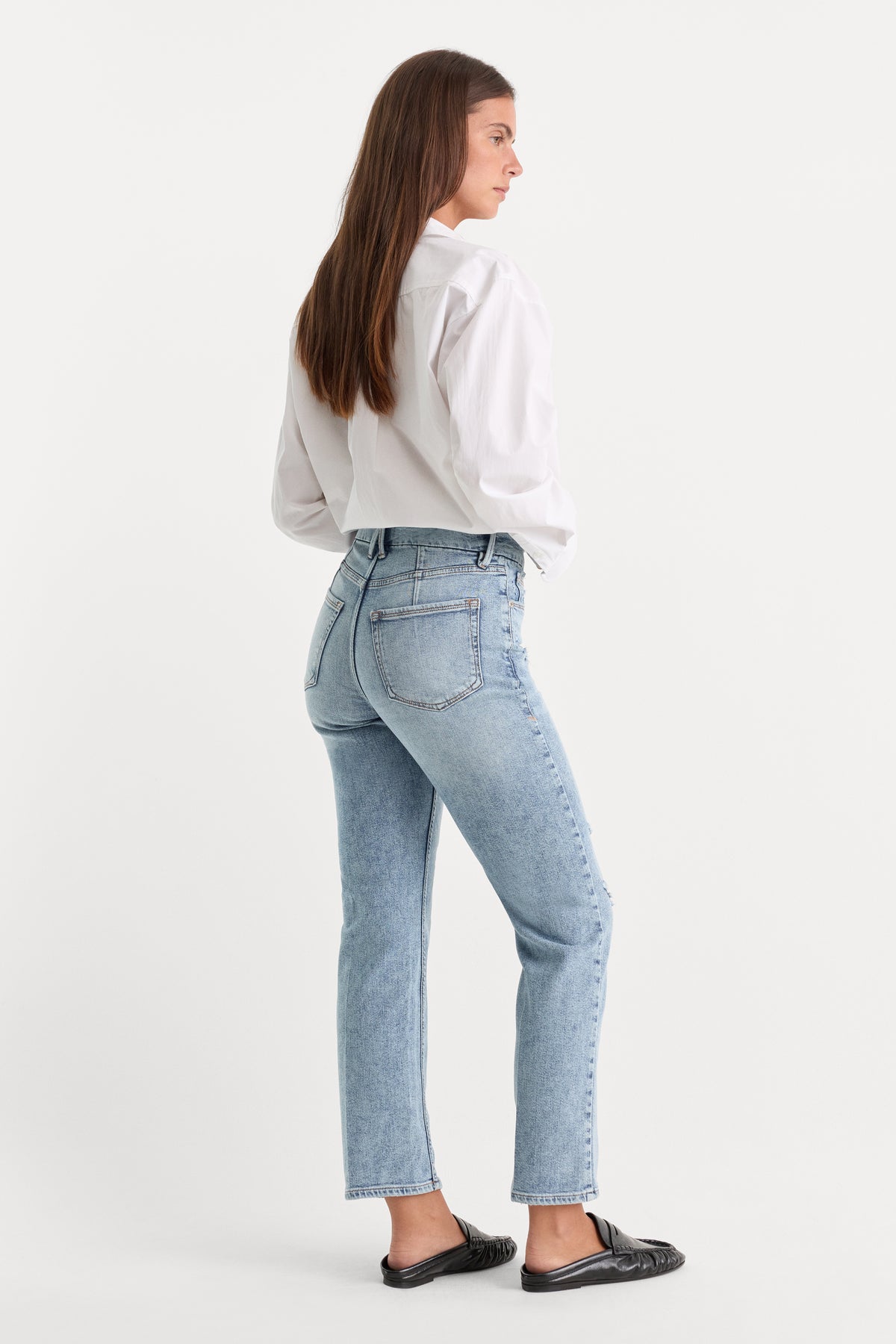 GOOD ICON STRAIGHT ANKLE JEANS | INDIGO1078-4 | GOOD AMERICAN | MODEL