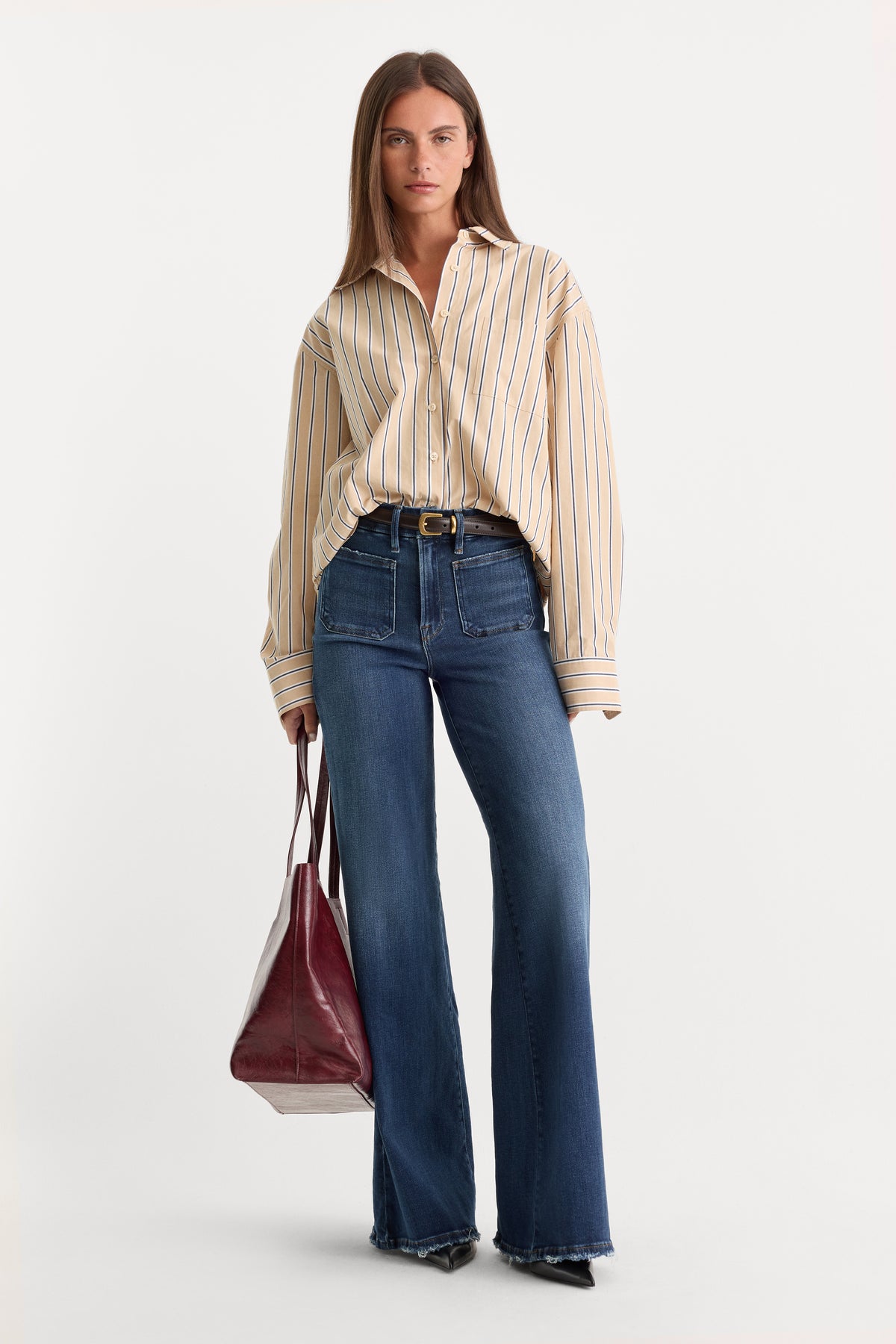 SOFT TECH GOOD WAIST PALAZZO JEANS|INDIGO511-1 | GOOD AMERICAN | MODEL