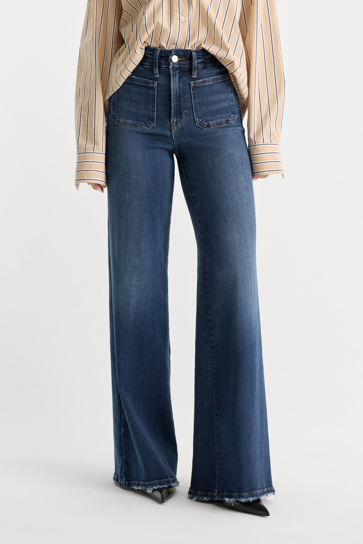 SOFT TECH GOOD WAIST PALAZZO JEANS|INDIGO511-2 | GOOD AMERICAN | MODEL