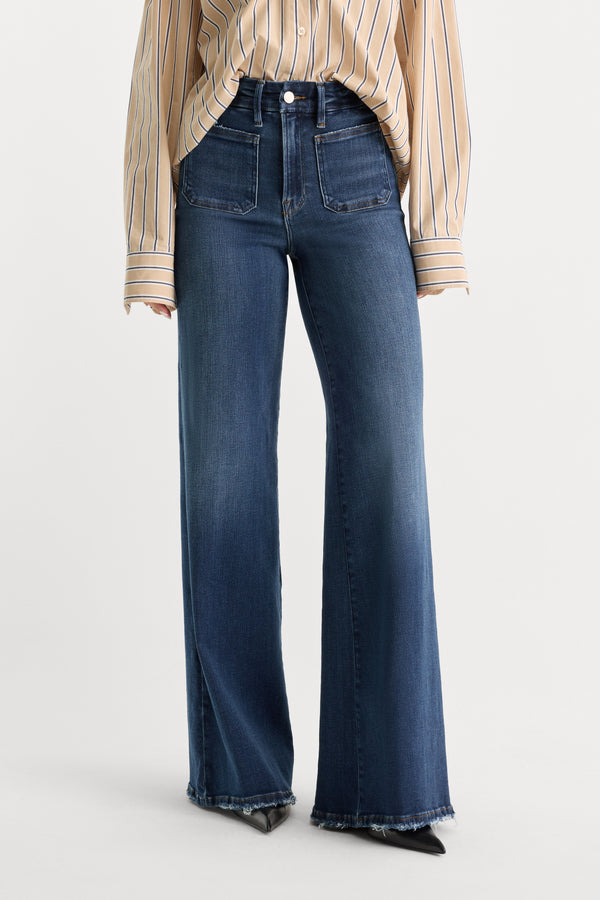 SOFT TECH GOOD WAIST PALAZZO JEANS|INDIGO511-2 | GOOD AMERICAN | MODEL