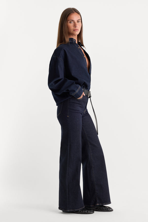 ALWAYS FITS SLIM PALAZZO JEANS | DENETHIC BLUE-3 | GOOD AMERICAN | MODEL