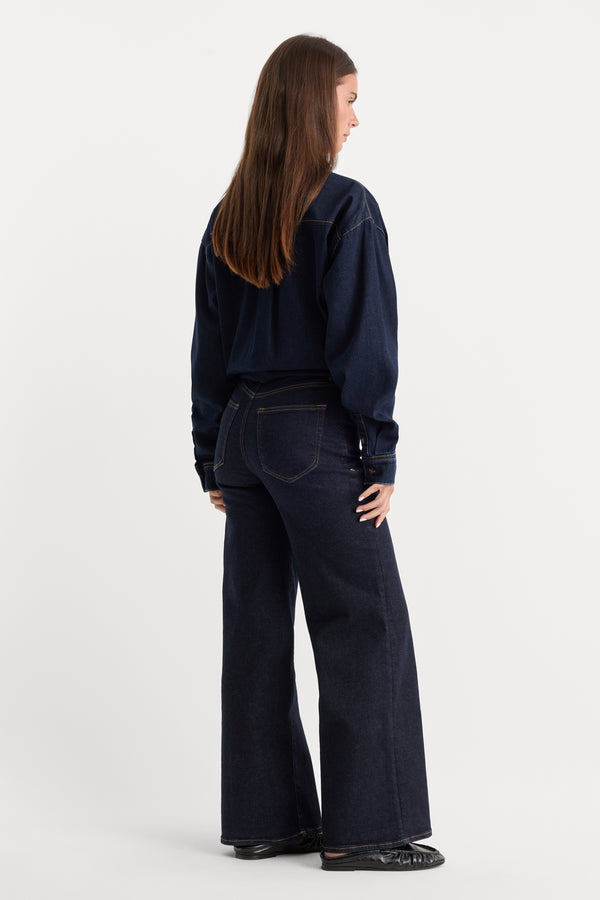 ALWAYS FITS SLIM PALAZZO JEANS | DENETHIC BLUE-5 | GOOD AMERICAN | MODEL