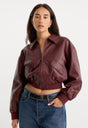 THE BETTER THAN LEATHER BOMBER JACKET | BERRY NOIR-1 | GOOD AMERICAN | MODEL