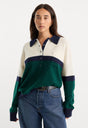 THE OVERSIZED RUGBY SWEATER | FOREST BLOCKED STRIPE-1 | GOOD AMERICAN | MODEL