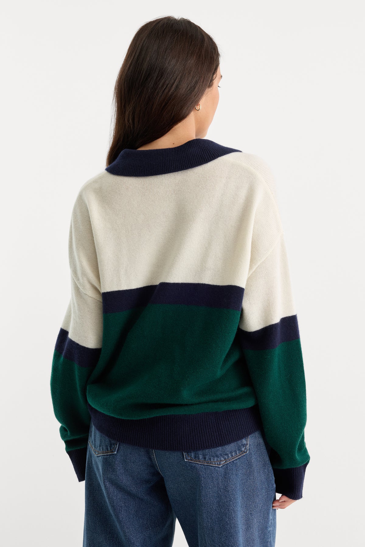 THE OVERSIZED RUGBY SWEATER | FOREST BLOCKED STRIPE-2 | GOOD AMERICAN | MODEL