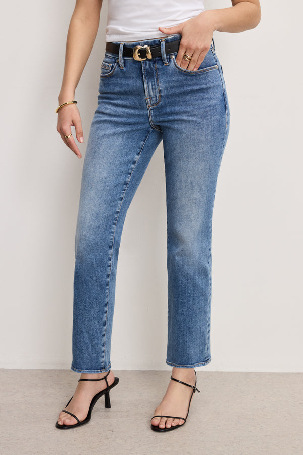 ALWAYS FITS GOOD PETITE STRAIGHT JEANS | INDIGO316