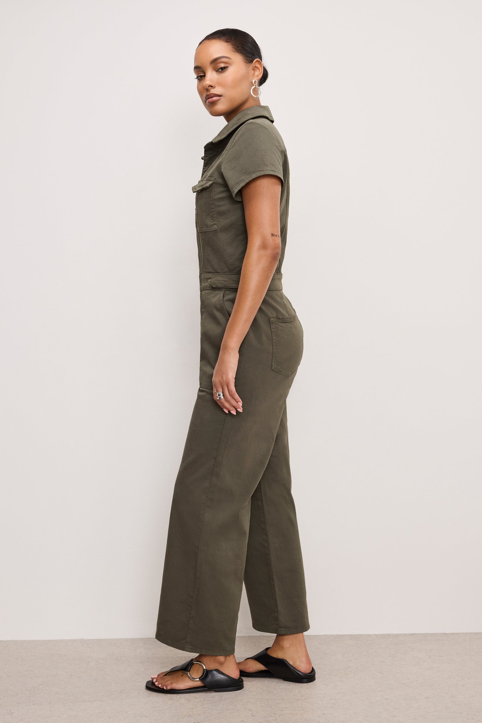 FIT FOR SUCCESS TWILL PALAZZO CROPPED JUMPSUIT | FATIGUE001