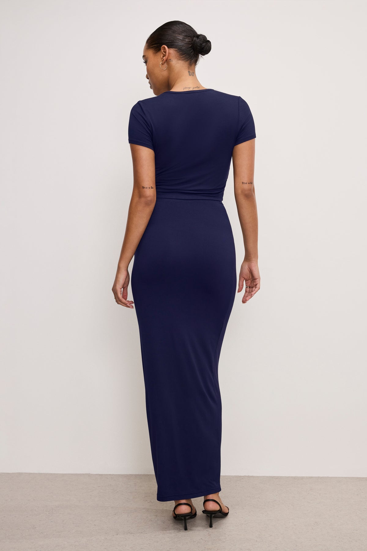 STRETCH JERSEY MAXI SKIRT | HORIZON INK