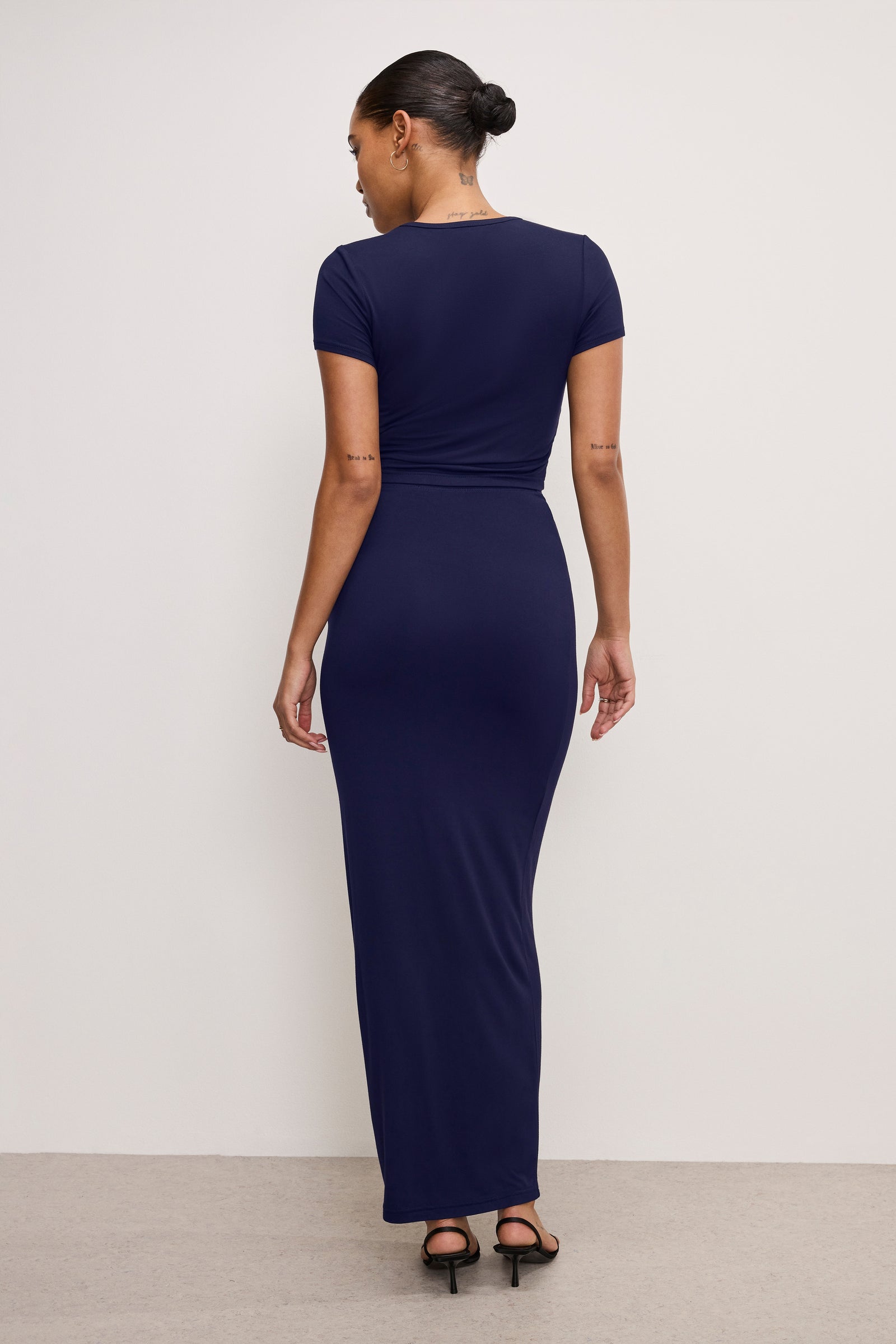 STRETCH JERSEY MAXI SKIRT | HORIZON INK