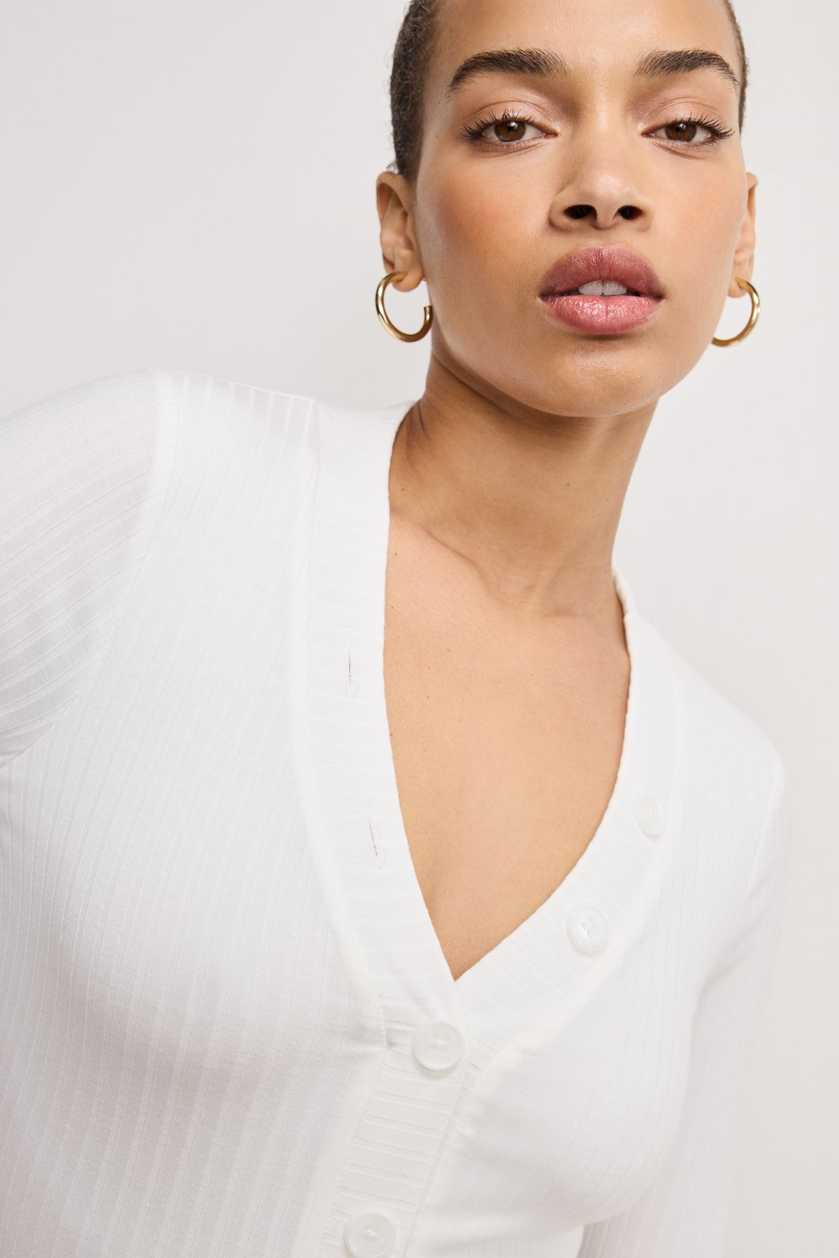 RIBBED HENLEY BODYSUIT | IVORY001