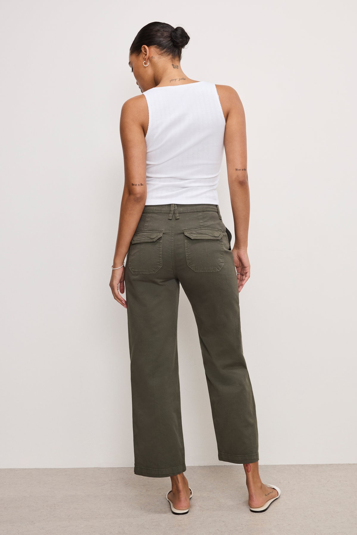 CARGO CROPPED TWILL PANTS | FATIGUE001