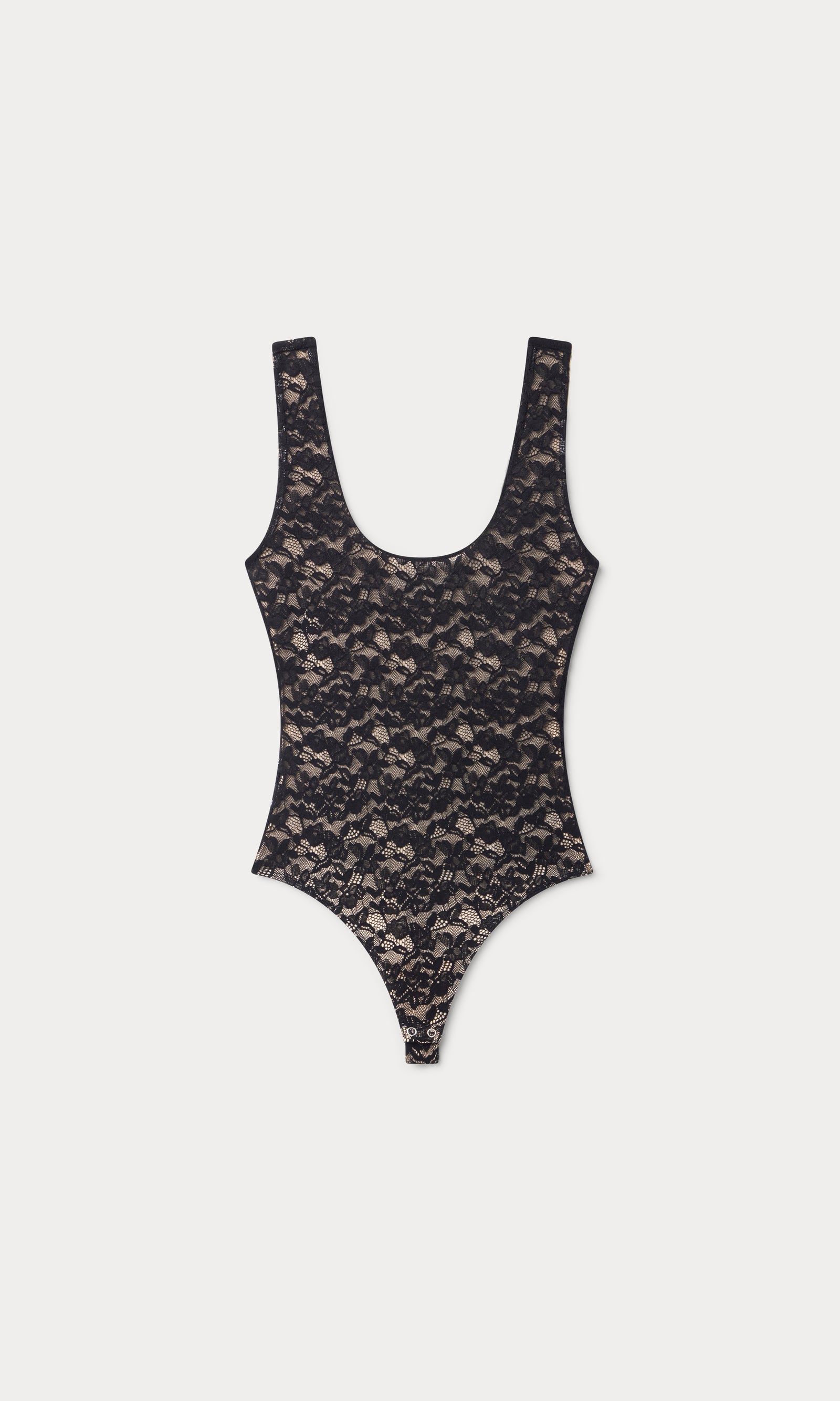 STRETCH LACE SCOOP TANK BODYSUIT | BLACK001