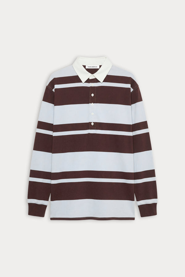 THE KNIT RUGBY MINI DRESS | SKY MOCHA CLUB STRIPE-5 | GOOD AMERICAN | FLAT