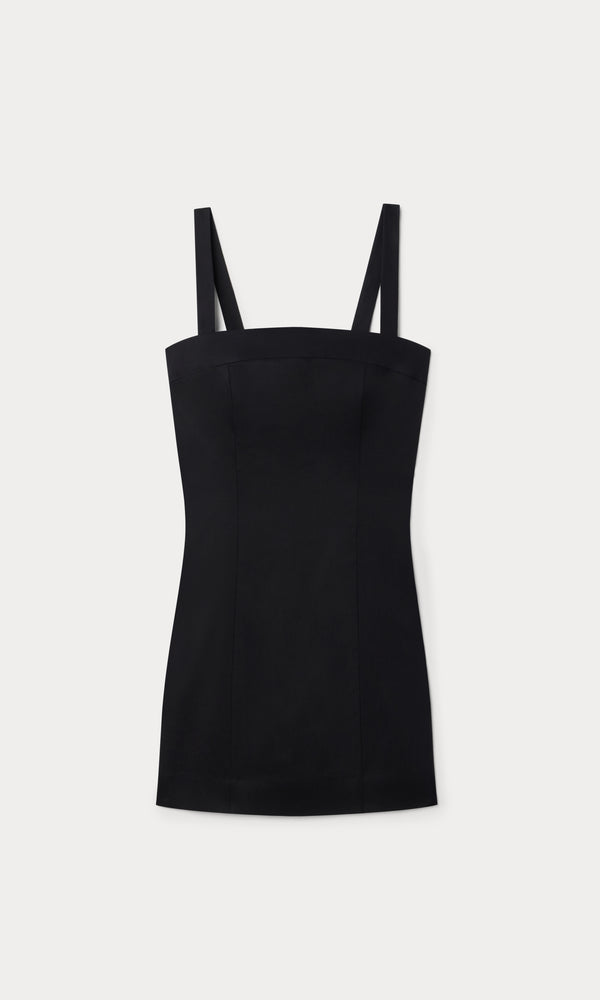 THE STRUCTURED LINEN MINI DRESS | BLACK