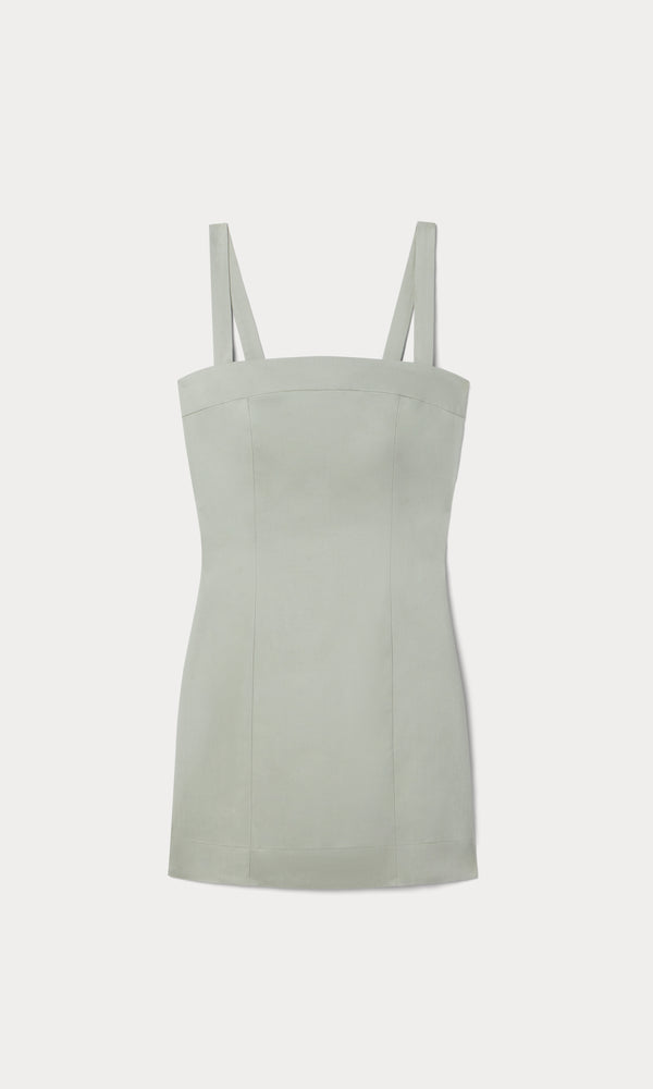 THE STRUCTURED LINEN MINI DRESS | MOSSWELL