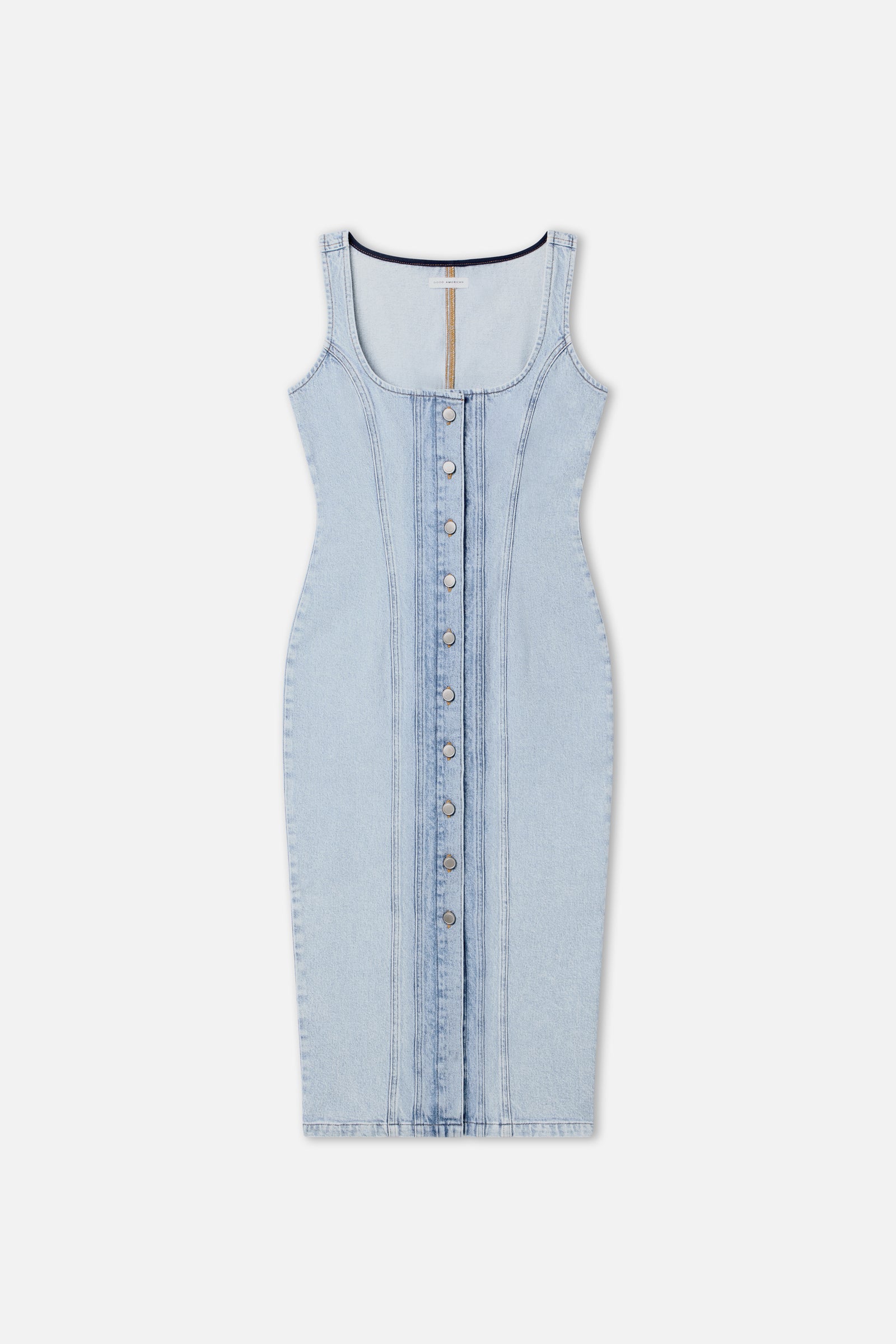 BUTTON FRONT MIDI DRESS | INDIGO911