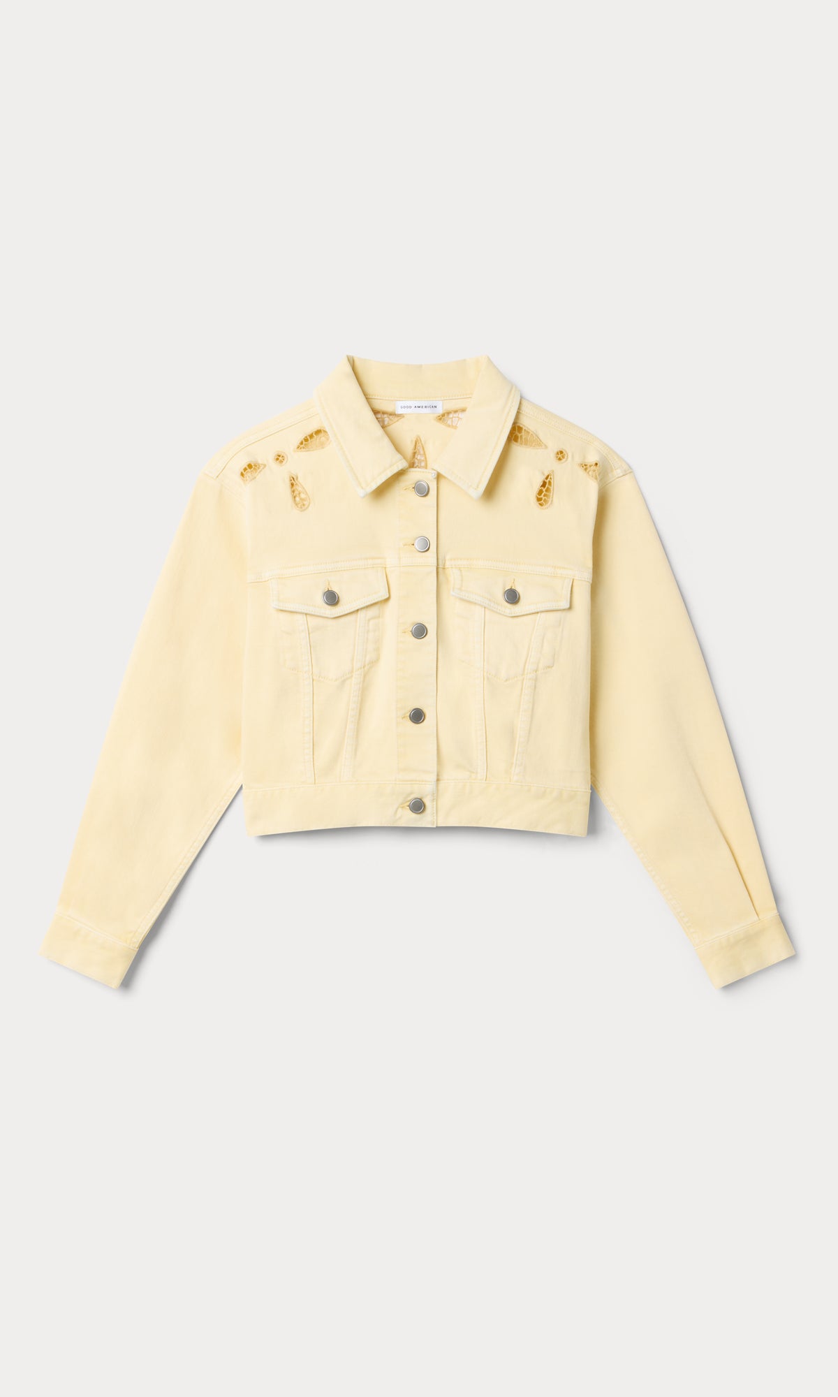 ESSENTIAL CROP DENIM JACKET EMBROIDERED | ANISE YELLOW