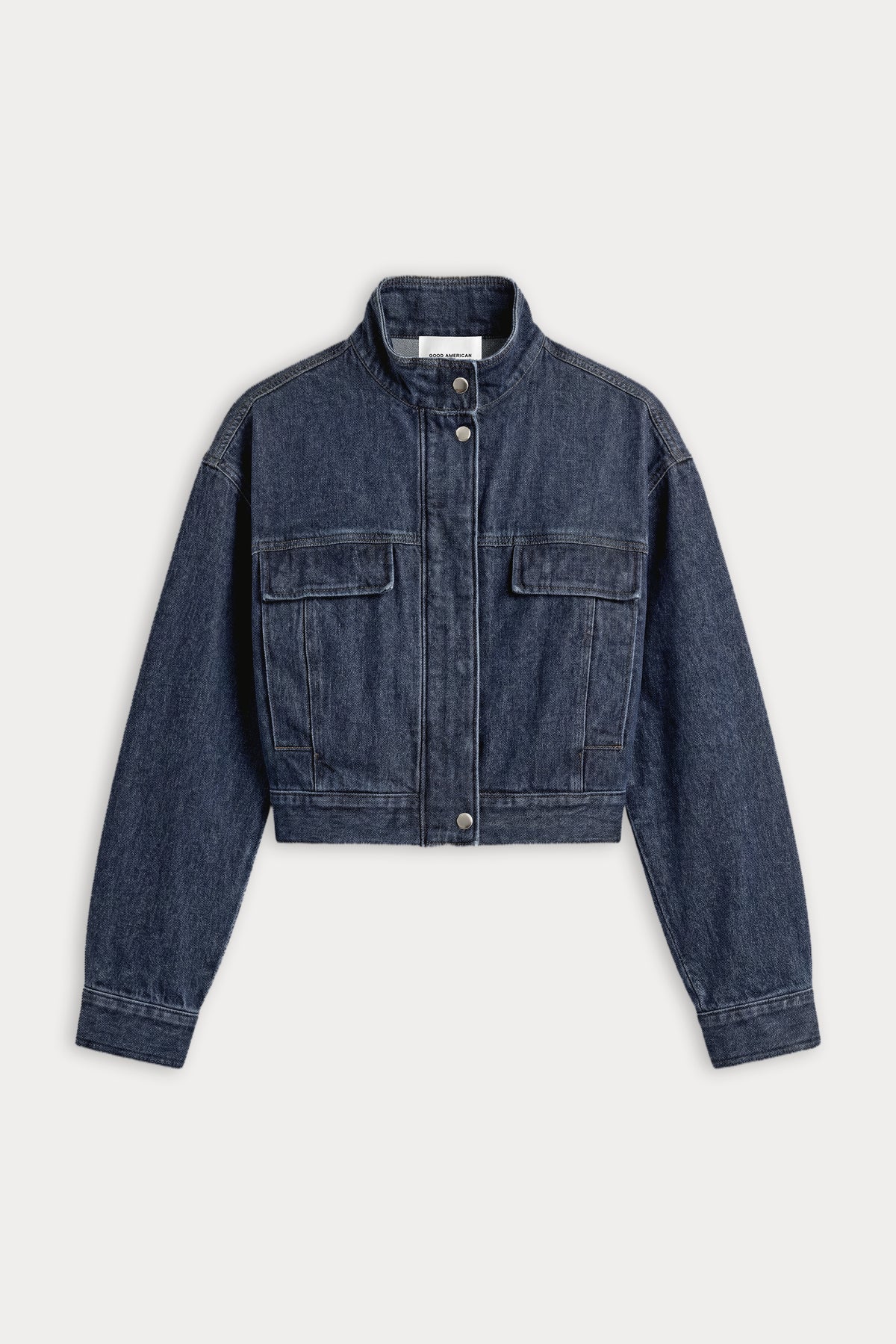 THE DENIM BOMBER JACKET | QUIRKY-5 | GOOD AMERICAN | FLAT