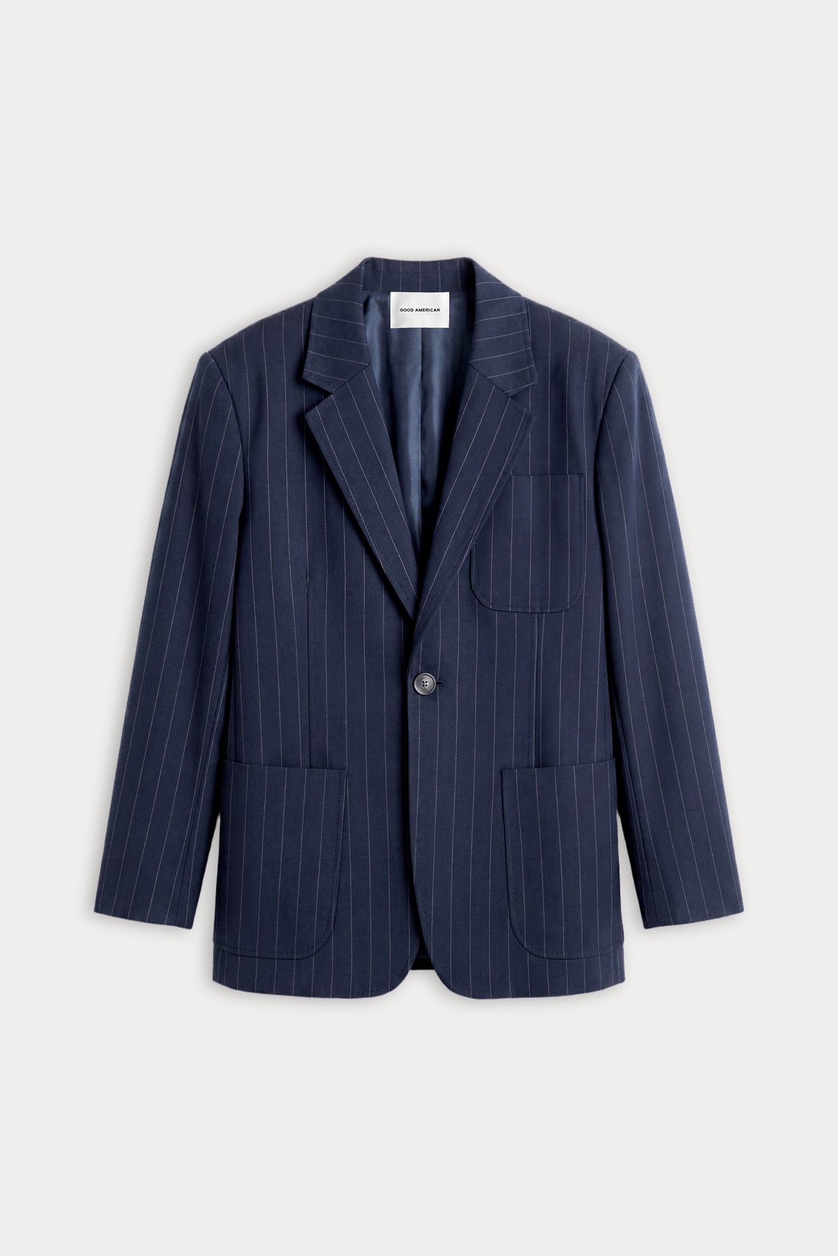 THE OVERSIZED BLAZER | NAVY PINSTRIPE-6 | GOOD AMERICAN | FLAT