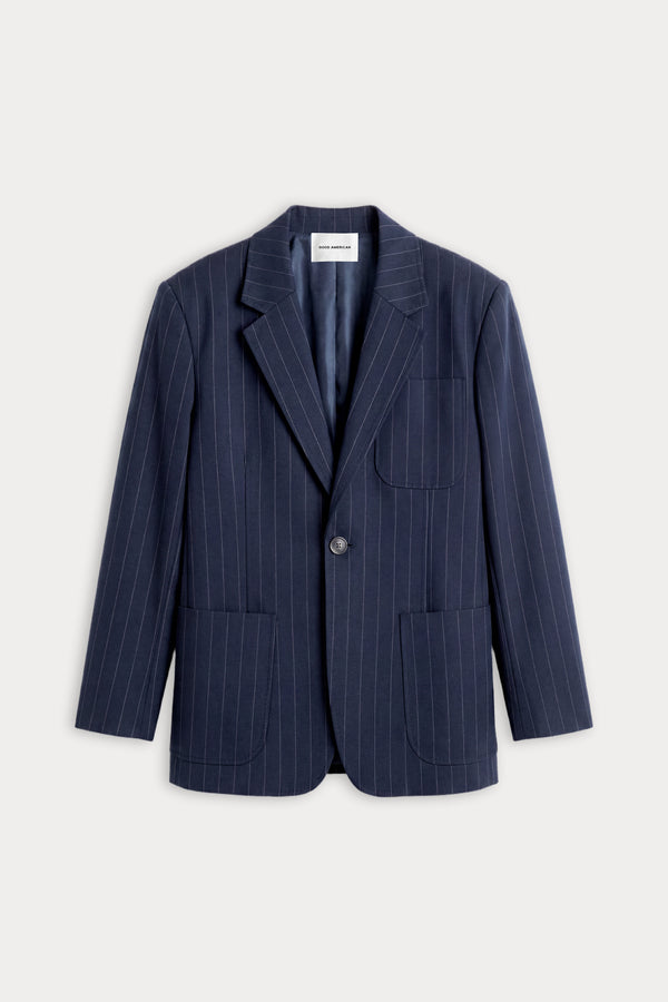 THE OVERSIZED BLAZER | NAVY PINSTRIPE-6 | GOOD AMERICAN | FLAT
