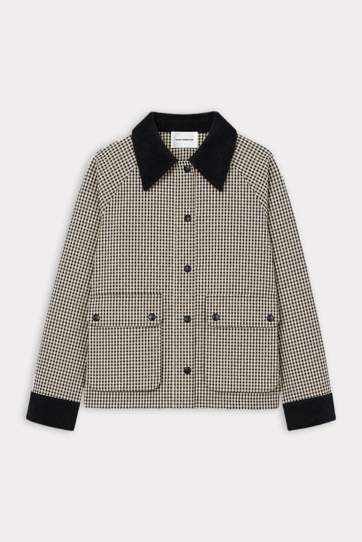THE HERITAGE JACKET | BLACK CHECK-6 | GOOD AMERICAN | FLAT