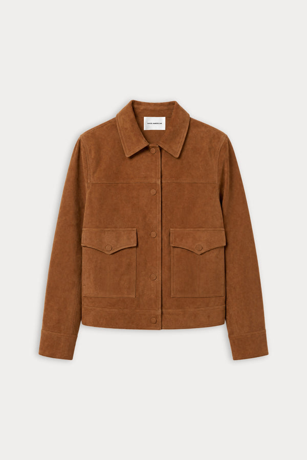 THE SUEDE BOXY JACKET | CAFE CLAY-6 | GOOD AMERICAN | FLAT