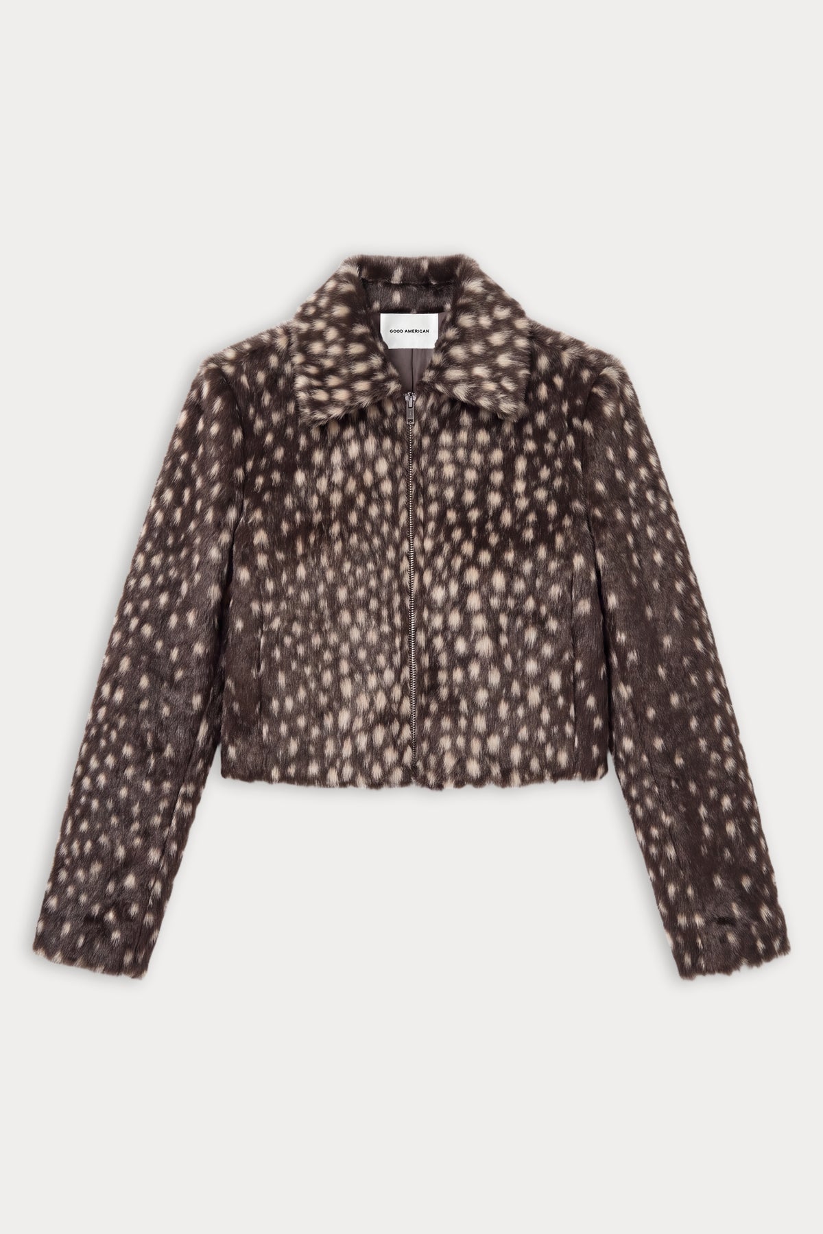THE PONYHAIR SWING JACKET | DEEP CHOCOLATE FAWN-1 | GOOD AMERICAN | FLAT