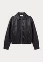 THE BETTER THAN LEATHER FUNNEL JACKET | BLACK001-1 | GOOD AMERICAN | FLAT