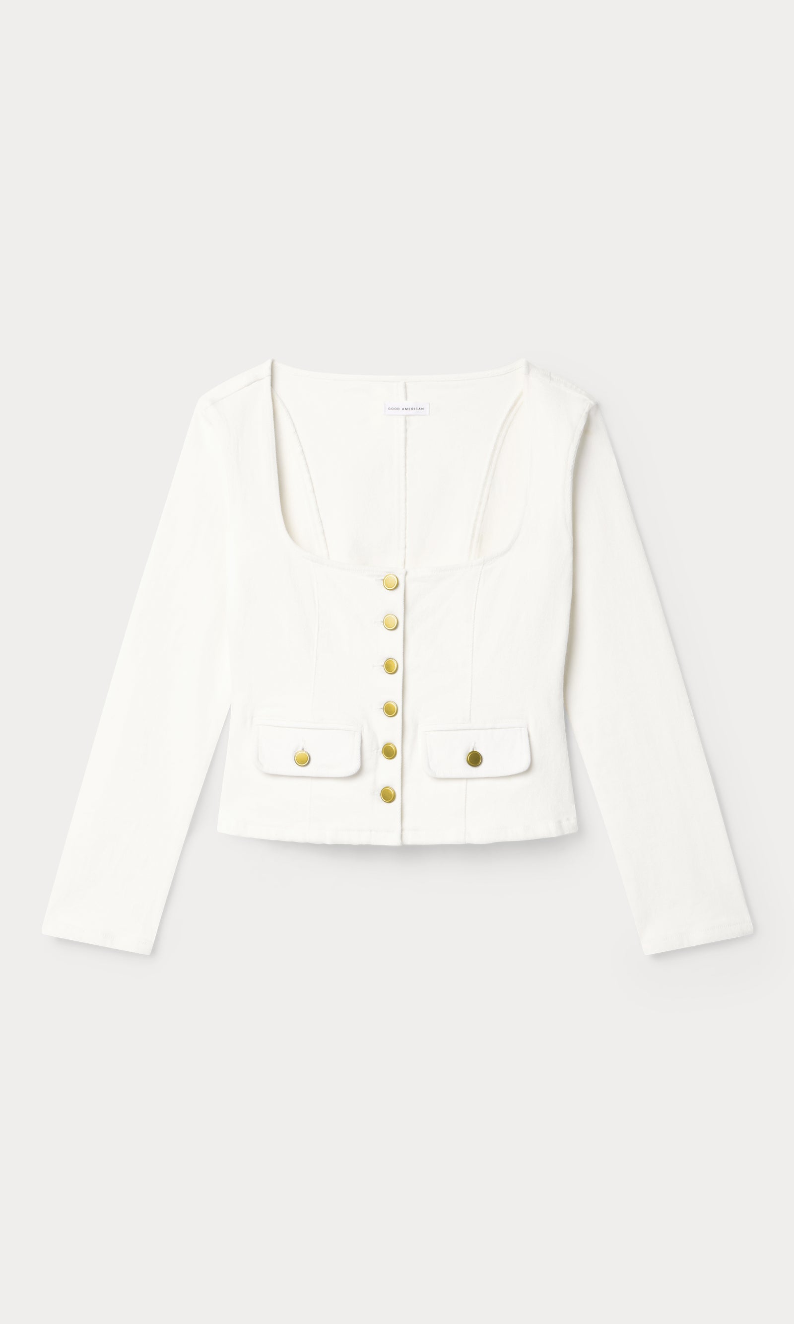 DENIM FITTED BUTTON FRONT JACKET | COTTON WHITE