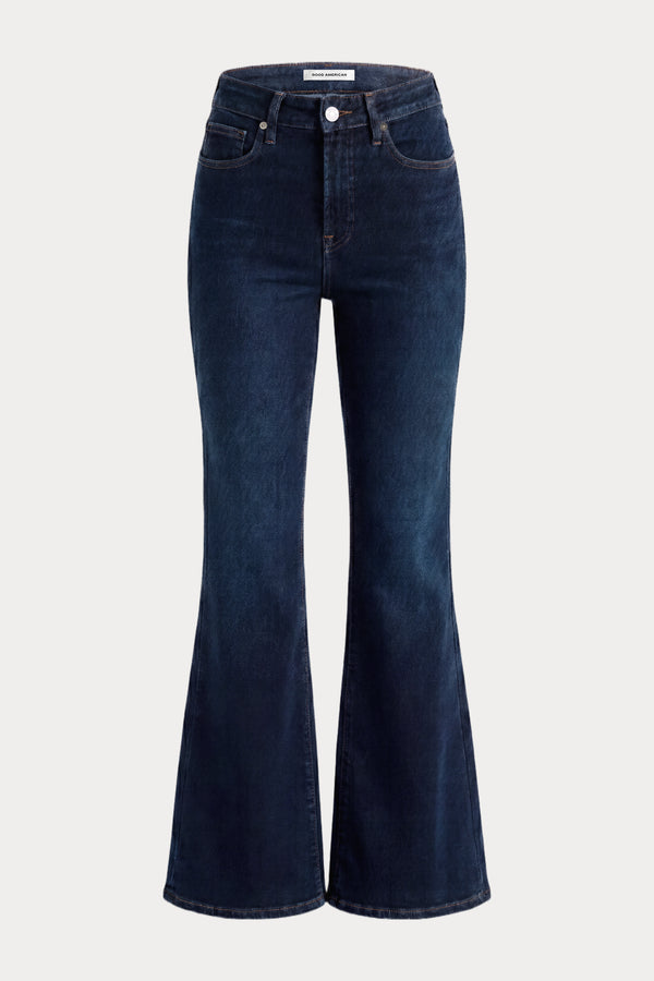 GOOD LEGS FLARE JEANS | INDIGO1308-9 | GOOD AMERICAN | GHOST