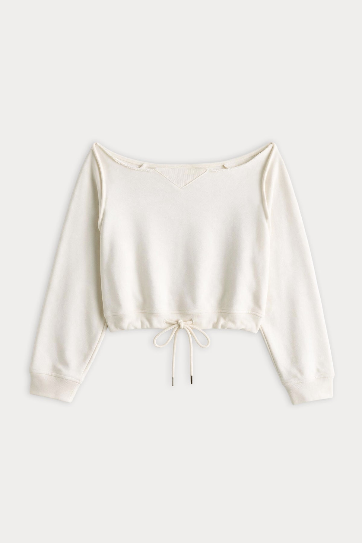 THE FRENCH TERRY TIE SWEATSHIRT | CHALK-1 | GOOD AMERICAN | FLAT