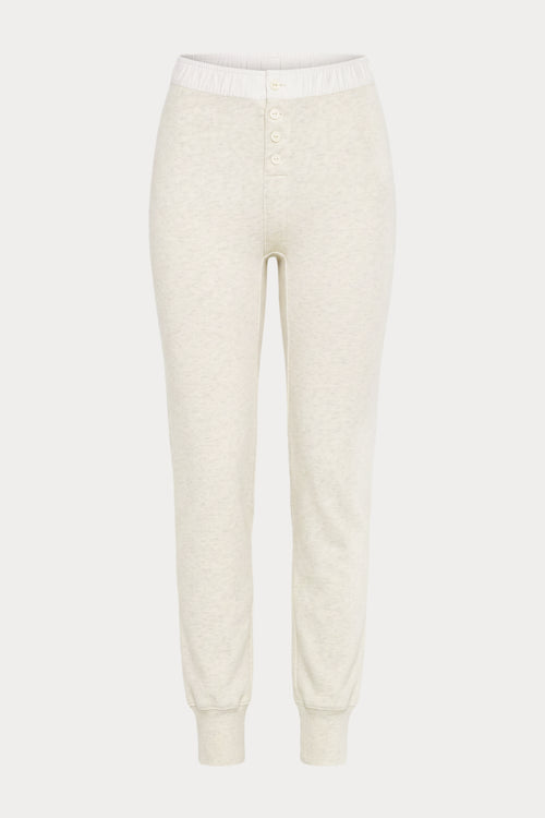 THE FRENCH TERRY BUTTON FRONT LEGGING | OATMEAL HEATHER-1 | GOOD AMERICAN | FLAT