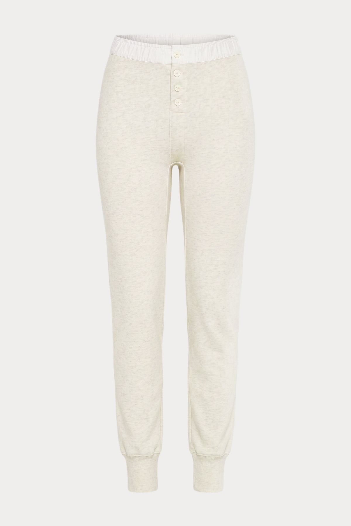 THE FRENCH TERRY BUTTON FRONT LEGGING | OATMEAL HEATHER-1 | GOOD AMERICAN | FLAT