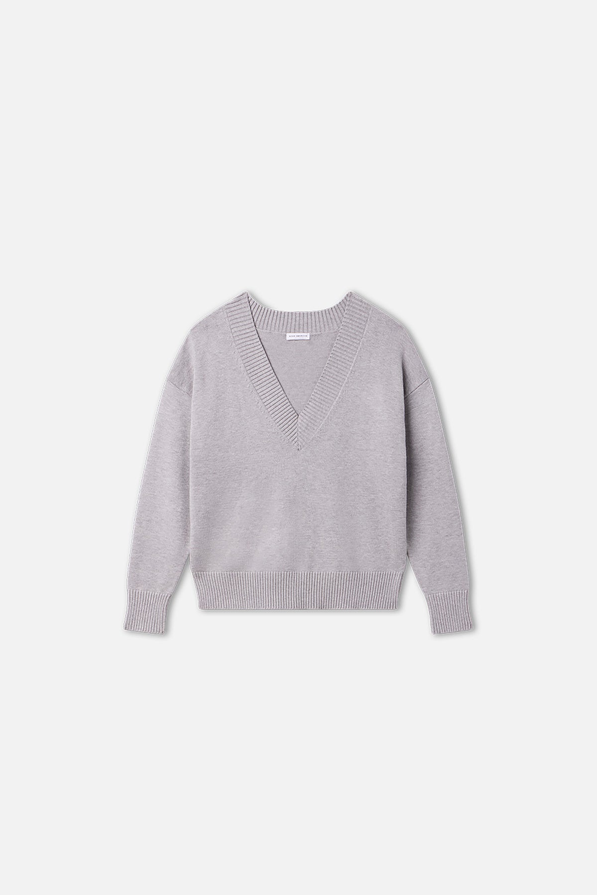 DEEP V KNIT SWEATER | MELANGE GREY