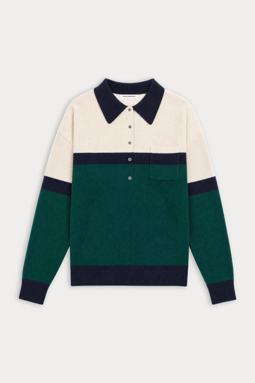 THE OVERSIZED RUGBY SWEATER | FOREST BLOCKED STRIPE-7 | GOOD AMERICAN | FLAT