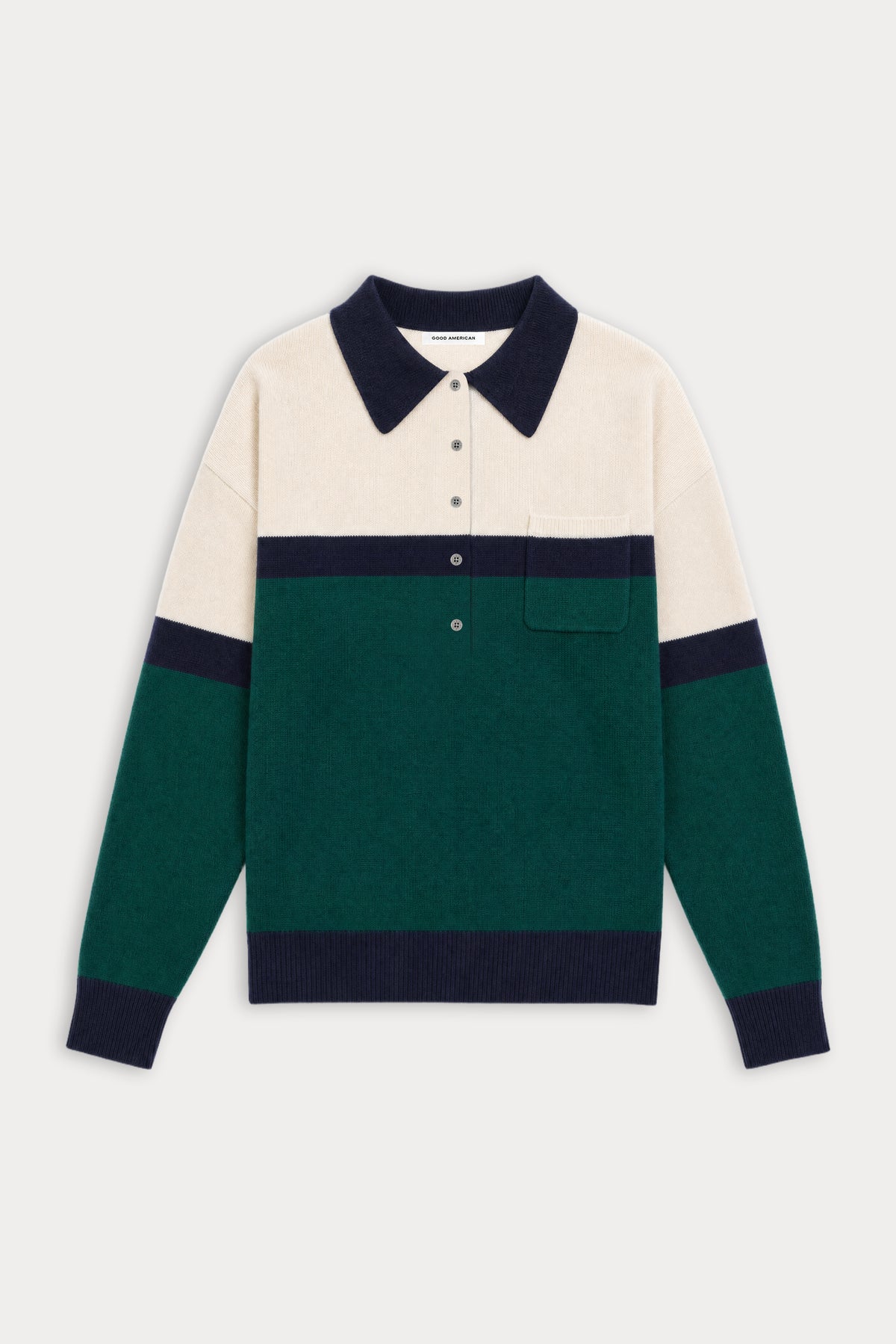 THE OVERSIZED RUGBY SWEATER | FOREST BLOCKED STRIPE-7 | GOOD AMERICAN | FLAT