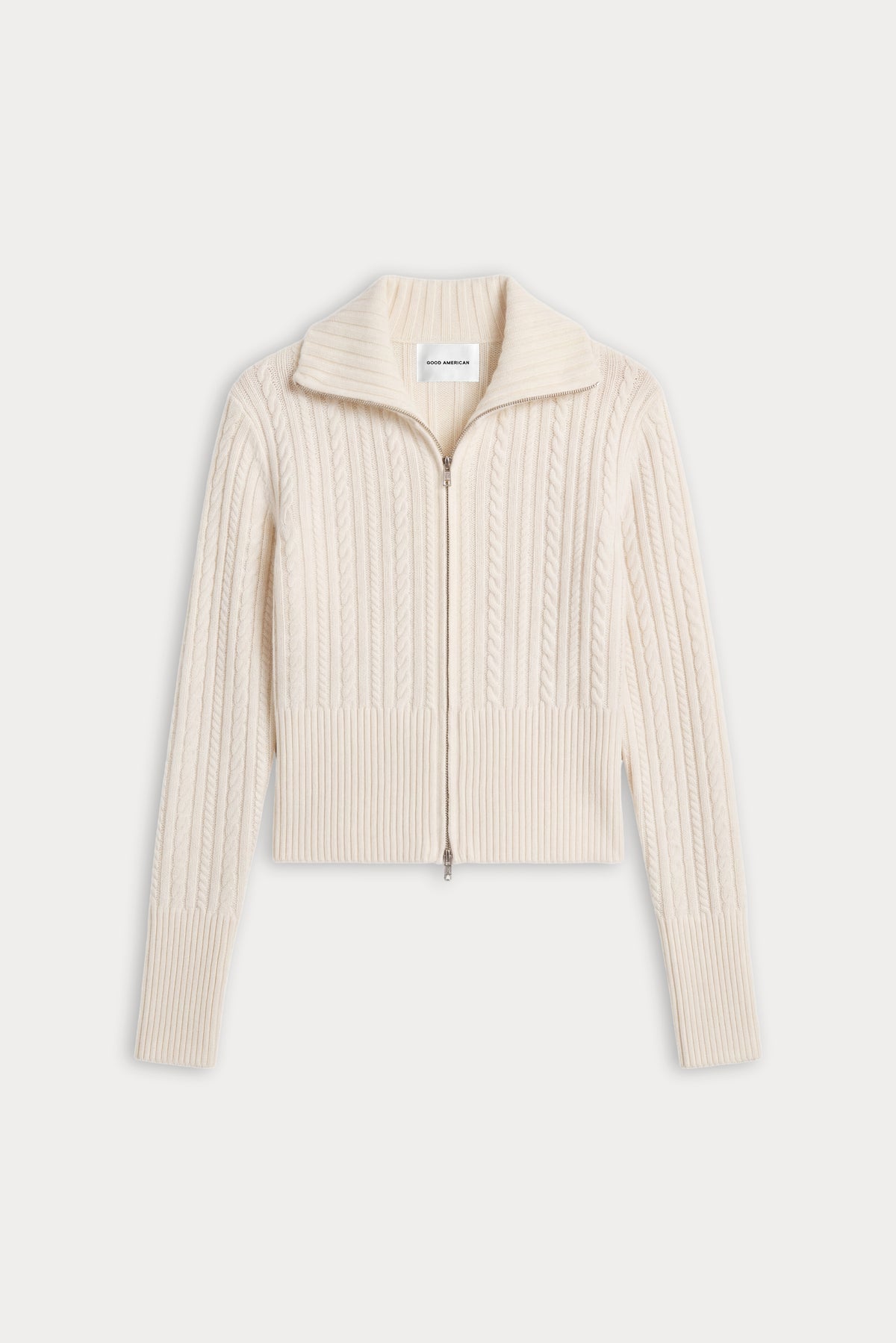THE CABLE ZIP UP | CHALK-6 | GOOD AMERICAN | FLAT