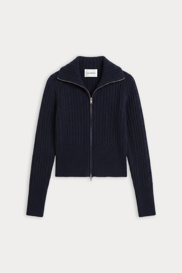 THE CABLE ZIP UP | NEW NAVY002-7 | GOOD AMERICAN | FLAT