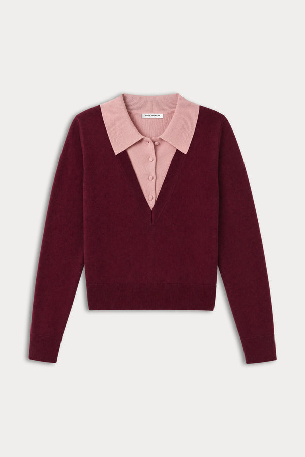 THE TWO IN ONE SWEATER | BERRY NOIR WITH BLUSH-5 | GOOD AMERICAN | MODEL