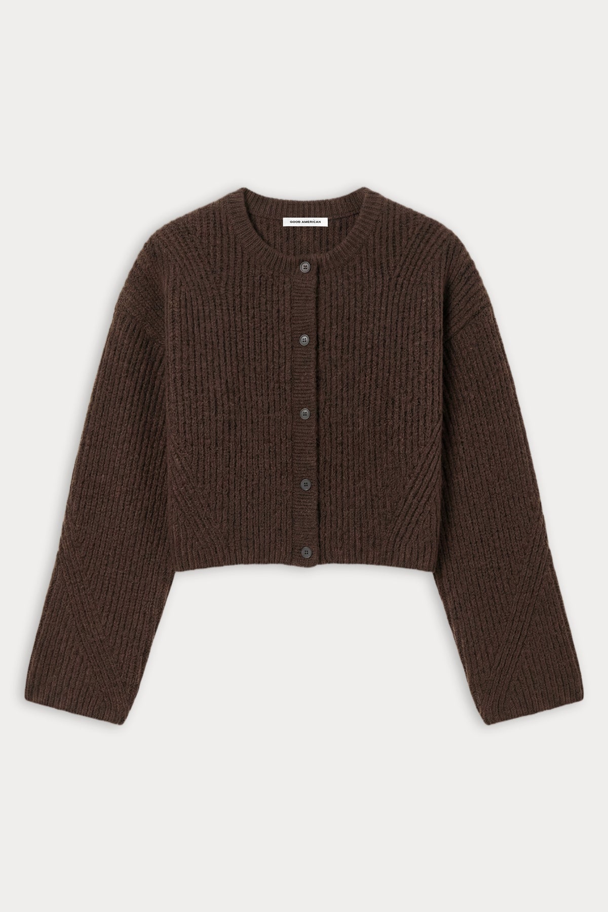 THE CHUNKY KNIT CARDIGAN | ESPRESSO-6 | GOOD AMERICAN | FLAT