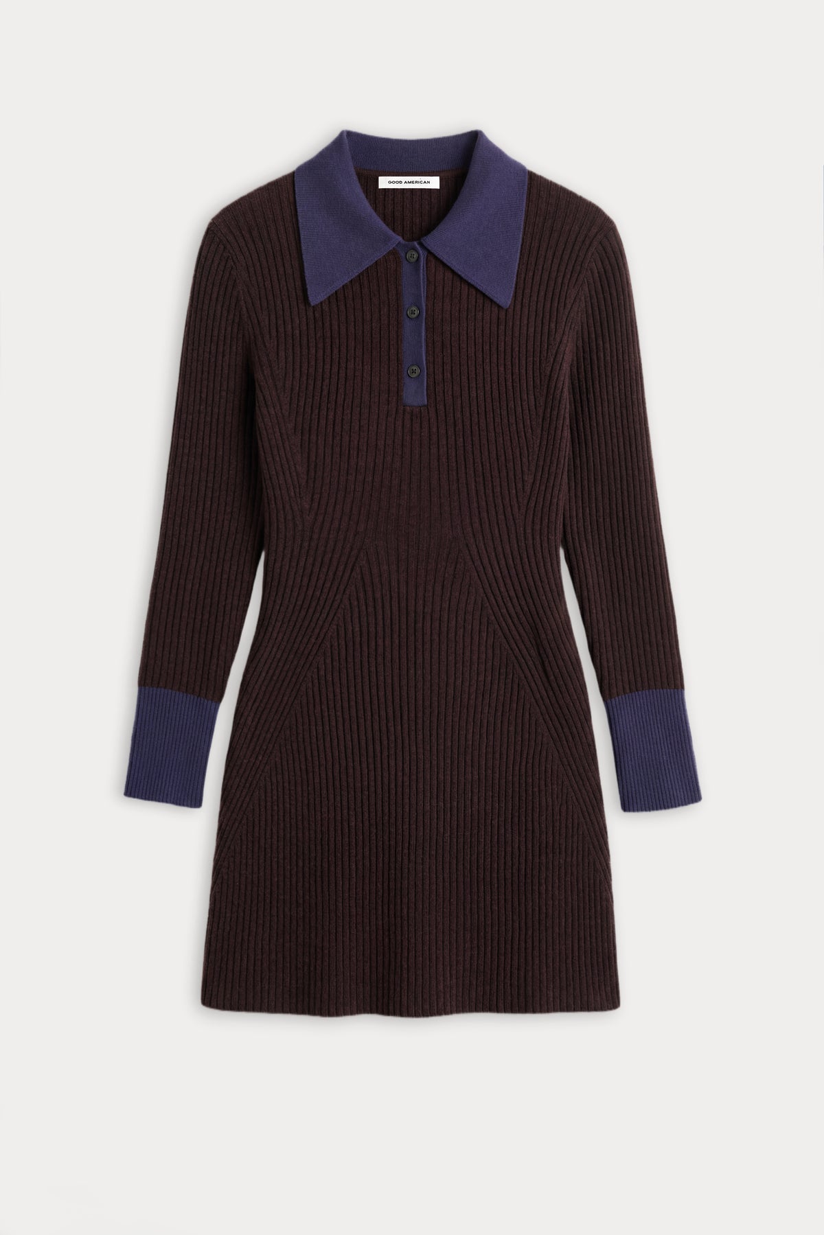 THE KNIT POLO MINI DRESS | ESPRESSO-6 | GOOD AMERICAN | FLAT
