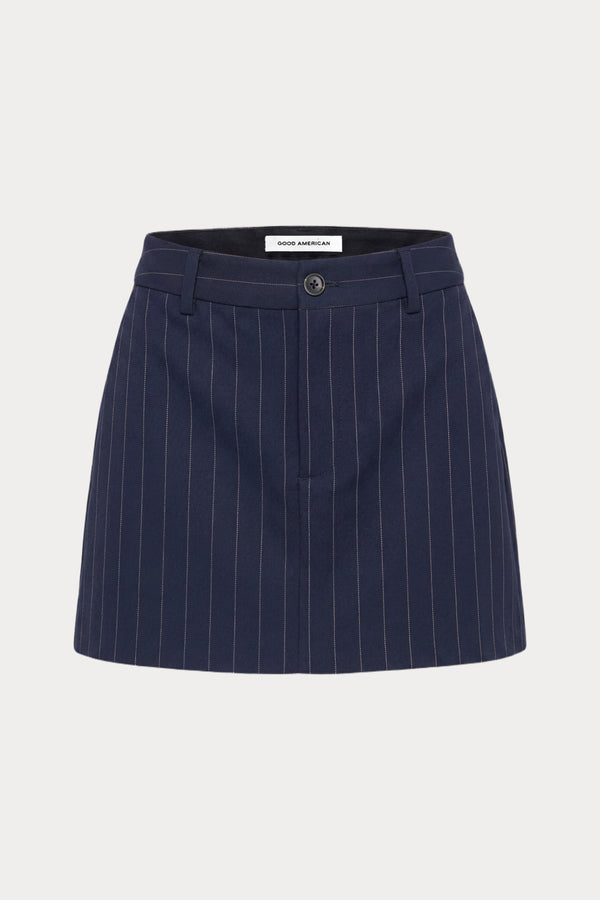 THE TROUSER MINI SKIRT | NAVY PINSTRIPE-6 | GOOD AMERICAN | GHOST
