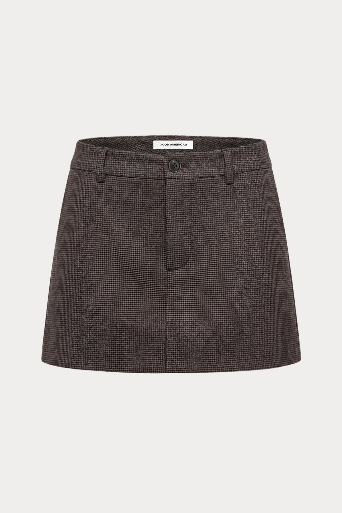 THE TROUSER MINI SKIRT | CHARCOAL MINI HOUNDSTOOTH-6 | GOOD AMERICAN | GHOST