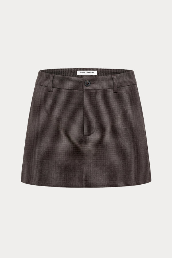 THE TROUSER MINI SKIRT | CHARCOAL MINI HOUNDSTOOTH-6 | GOOD AMERICAN | GHOST