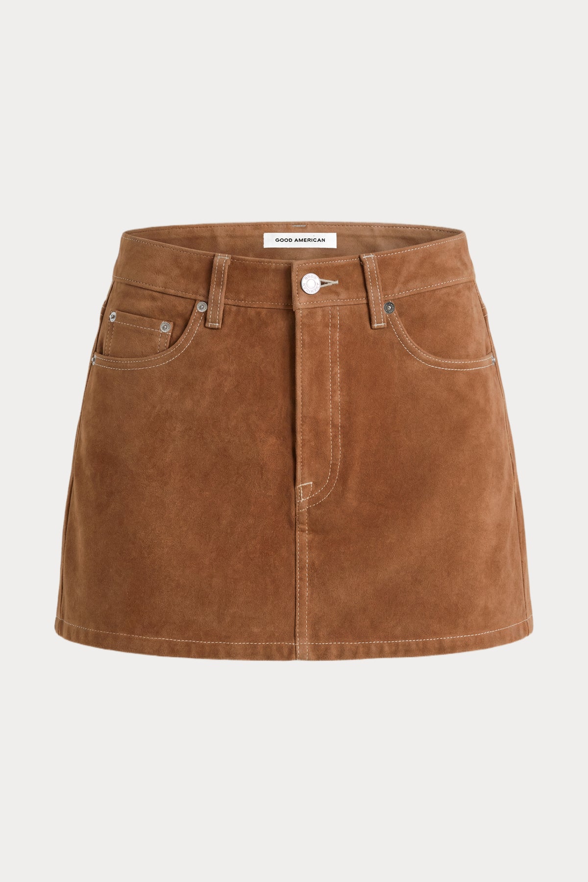 THE BETTER THAN SUEDE MINI SKIRT | CAFE CLAY-6 | GOOD AMERICAN | GHOST