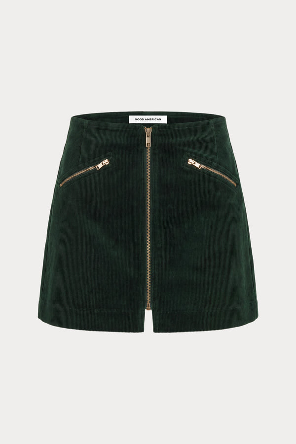 THE CORD MINI SKIRT | FOREST GREEN-6 | GOOD AMERICAN | GHOST