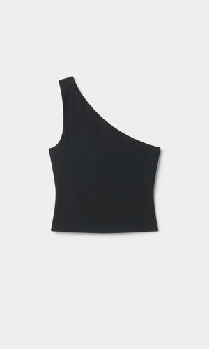 SUPER STRETCH ONE SHOULDER TANK | BLACK001