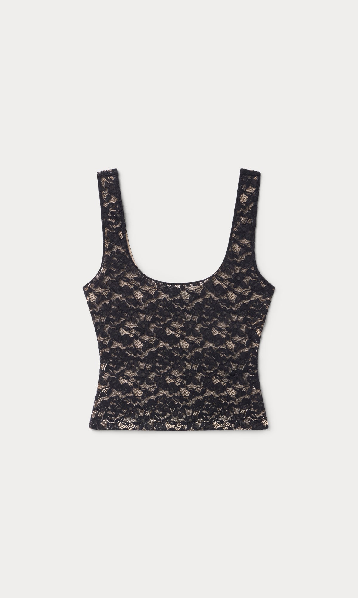 STRETCH LACE SCOOP TANK | BLACK001