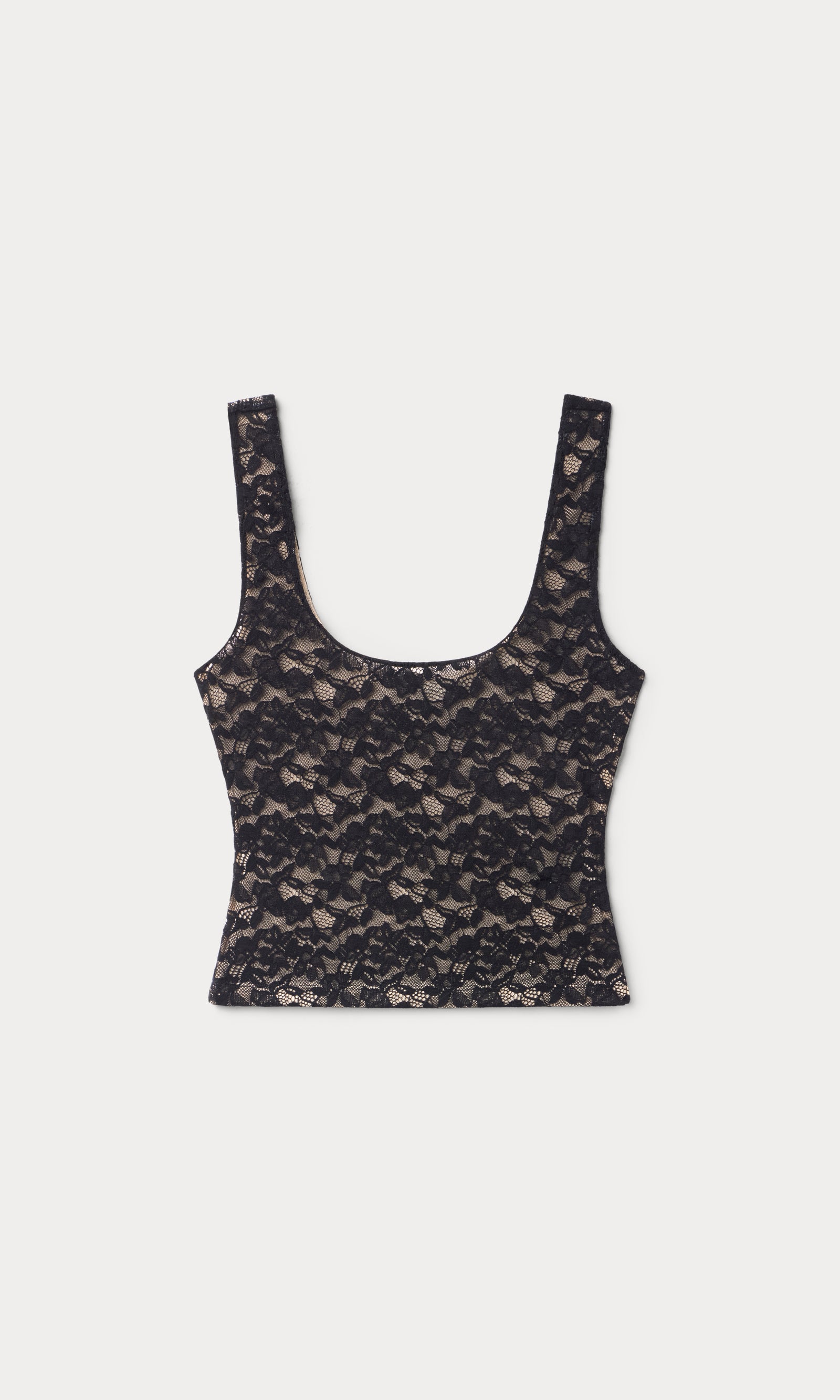 STRETCH LACE SCOOP TANK | BLACK001